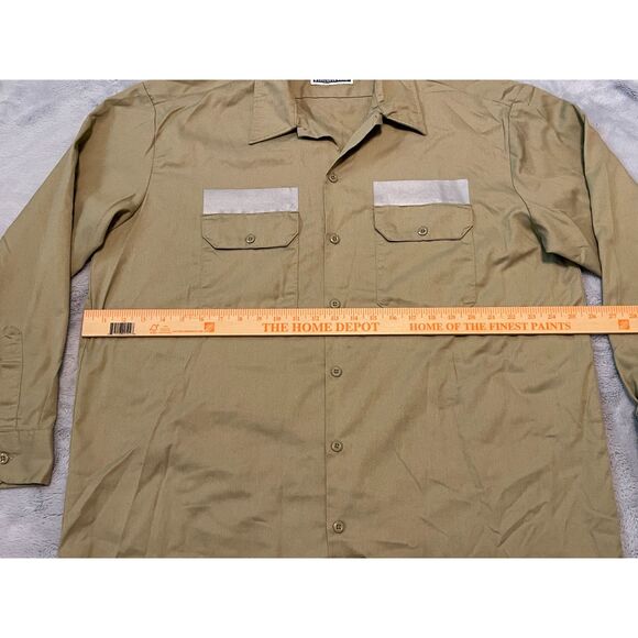 Dickies Men's L/S Button Down Work Shirt Reflective Stripes Tan Size X-Large - Picture 2 of 9